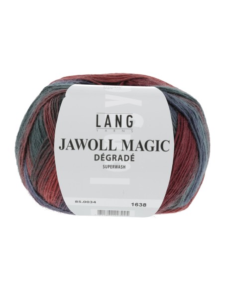 Jawoll Magic Dégradé 0034 jeans, donker rood/ oranje en donker groen