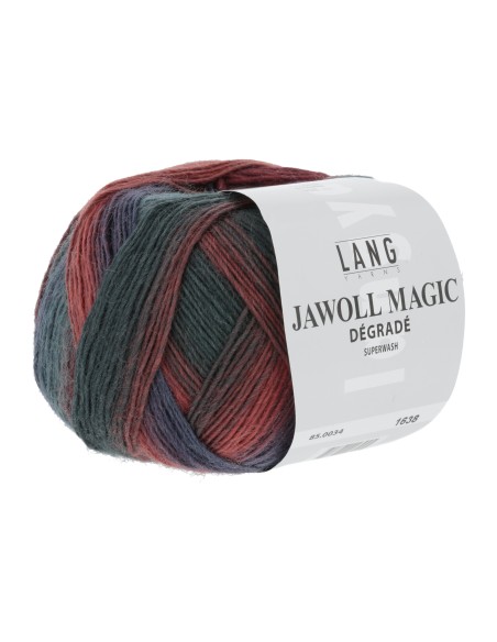 Jawoll Magic Dégradé 0034 jeans, donker rood/ oranje en donker groen