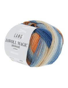 Jawoll magic dégradé multicolor 0159 oranje, beige, blauw is een traditionele sokken wol| het Lemster Wolhus heeft ze op voor 2
