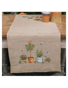 DIY borduurpakket Linnen loper tuinspullen. (PN-0200109).