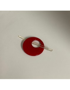 Vestsluiting rond 55 mm rood parelmoer