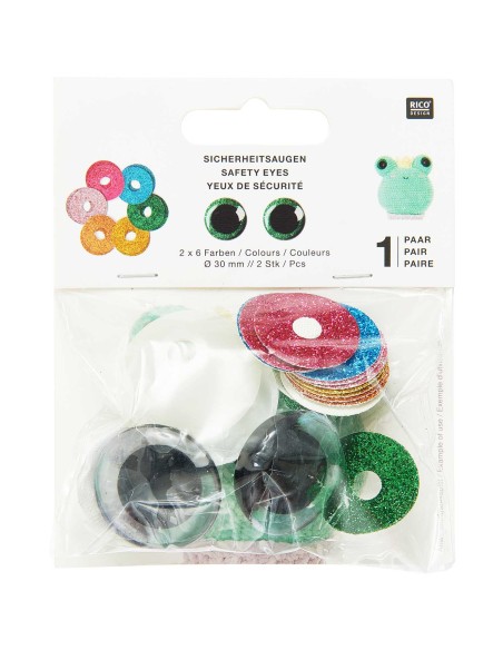 Veiligheidsoogjes 30 mm Glitter mix
