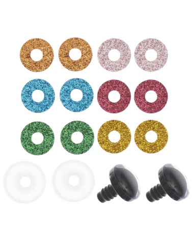 Veiligheidsoogjes 20 mm Glitter mix