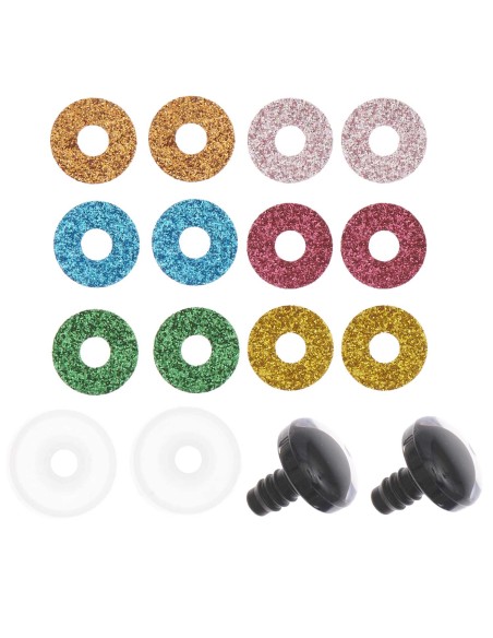 Veiligheidsoogjes 20 mm Glitter mix