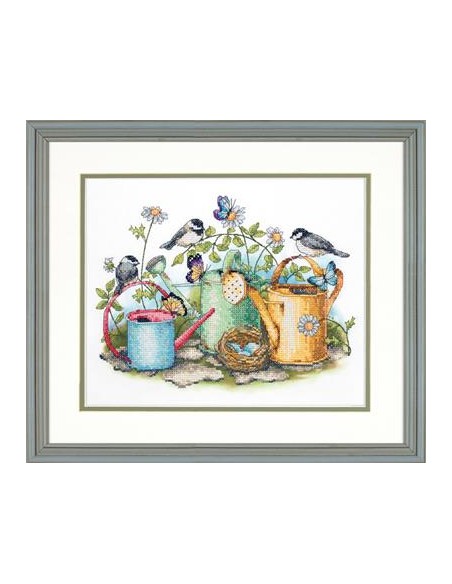 Borduurpakket watering cans/ Gieters|Op voorraad bij 't Lemster Wolhus
