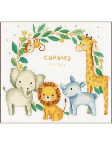 Borduurpakket geboortetegel Jungle dieren (PN-0197905)
