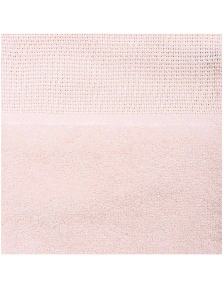 Slabbetje met Aida borduurrand roze  30x34 cm
