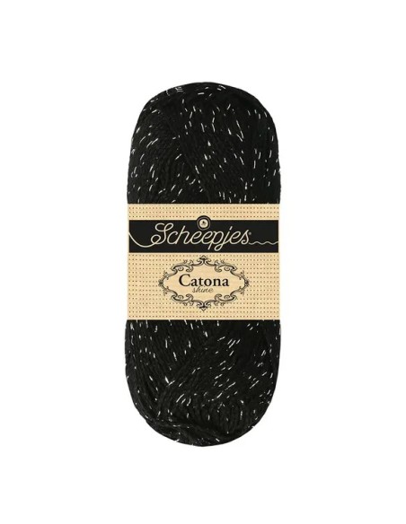 Scheepjes Catona shine 110 Jet Black Silver