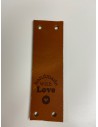 Leren label met tekst Hand made with love 10x3 cm kl. cognac