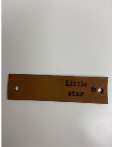 Leren label met tekst gevouwen 8x2 cm Little star kl. cognac