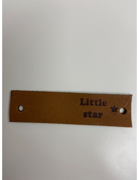 Leren label met tekst gevouwen 8x2 cm Little star kl. cognac