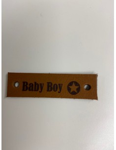 Leren label met tekst 6x1.5 cm cm Baby boy