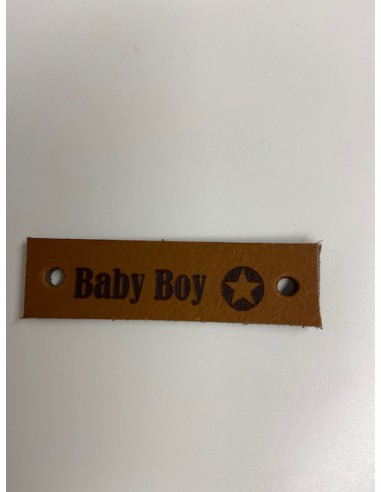 Leren label met tekst 6x1.5 cm cm Baby boy