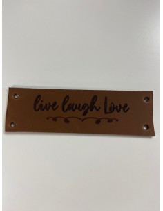 leren label Live Laugh Love 10x3 cognac