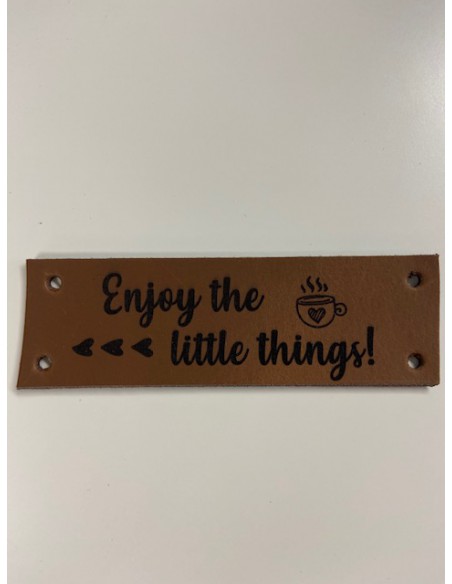 leren label enjoy the little thing 10x3 cm cognac