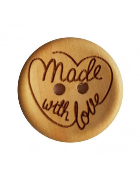 Durable knopen met tekst handmade with love | Het Lemsterwolhus heeft ze op voorraad!
